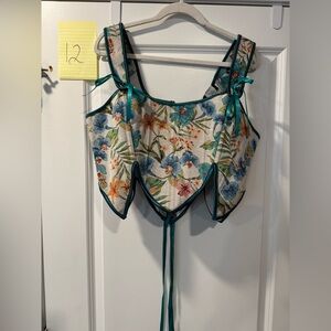 Green Floral Corset Top